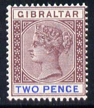 Gibraltar 1886-98 Sterling Currency 2d brown-purple & ultramarine mounted mint SG 41, stamps on , stamps on  stamps on , stamps on  stamps on  qv , stamps on  stamps on 