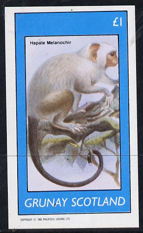Grunay 1982 Monkeys imperf souvenir sheet (£1 value) unmounted mint, stamps on animals   apes