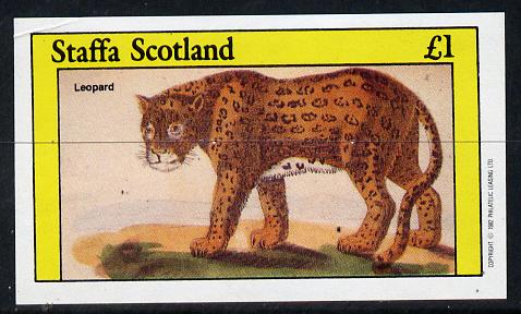 Staffa 1982 Animals (Leopard) imperf souvenir sheet (Â£1 value) unmounted mint, stamps on , stamps on  stamps on animals    cats