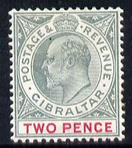 Gibraltar 1903 KE7 Crown CA 2d grey-green & carmine mounted mint SG 48, stamps on , stamps on  ke7 , stamps on 