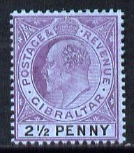 Gibraltar 1904-08 KE7 MCA 2.5d purple & black on blue mounted mint SG 59, stamps on , stamps on  stamps on , stamps on  stamps on  ke7 , stamps on  stamps on 