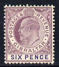 Gibraltar 1904-08 KE7 MCA 6d dull purple & violet mounted mint SG 60/a, stamps on , stamps on  stamps on , stamps on  stamps on  ke7 , stamps on  stamps on 