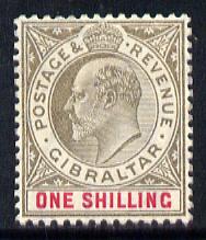 Gibraltar 1904-08 KE7 MCA 1s black & carmine mounted mint SG 61/a, stamps on , stamps on  stamps on , stamps on  stamps on  ke7 , stamps on  stamps on 