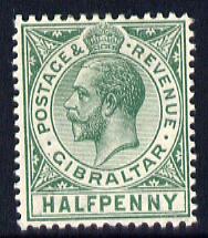 Gibraltar 1912-24 KG5 MCA 1/2d green mounted mint SG 76, stamps on , stamps on  stamps on , stamps on  stamps on  kg5 , stamps on  stamps on 