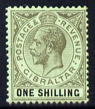 Gibraltar 1912-24 KG5 MCA 1s black on green (olive back) mounted mint SG 81b, stamps on , stamps on  kg5 , stamps on 