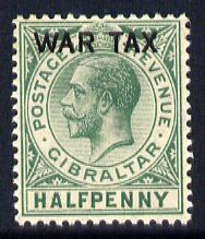 Gibraltar 1918 War Tax 1/2d green mounted mint SG 86, stamps on , stamps on  stamps on , stamps on  stamps on  kg5 , stamps on  stamps on 