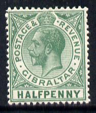 Gibraltar 1921-27 KG5 Script CA 1/2d green mounted mint SG 89, stamps on , stamps on  kg5 , stamps on 