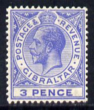 Gibraltar 1921-27 KG5 Script CA 3d blue mounted mint SG 95, stamps on , stamps on  kg5 , stamps on 