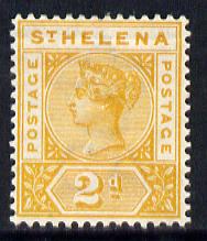St Helena 1890-97 QV Key Plate 2d orange-yellown mounted mint SG49, stamps on , stamps on  qv , stamps on 
