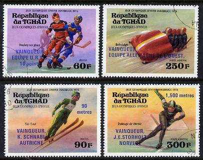 Chad 1976 Winter Olympic Medal Winners set of 4 cto used, SG 437-40*, stamps on sport     olympics      skating     ice hockey    skiing      bobsled