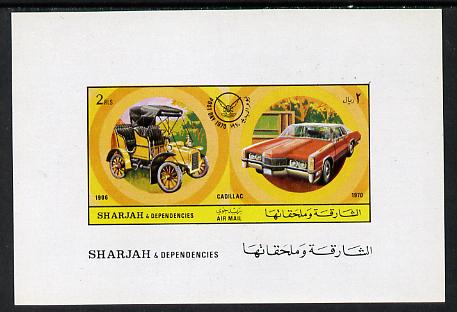 Sharjah 1971 Cars (Past & Present) imperf m/sheet unmounted mint (Mi BL 81B) , stamps on cars     cadillac