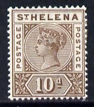 St Helena 1890-97 QV Key Plate 10d brown mounted mint SG52, stamps on , stamps on  qv , stamps on 