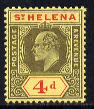 St Helena 1908-11 KE7 Key Plate 4d black & red on yellow mounted mint SG66a, stamps on , stamps on  ke7 , stamps on 