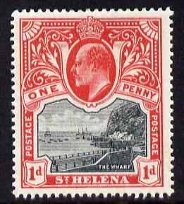 St Helena 1903 KE7 Pictorial 1d black & carmine mounted mint SG56, stamps on , stamps on  ke7 , stamps on 