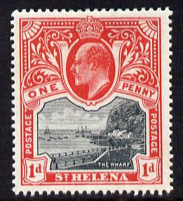 St Helena 1903 KE7 Pictorial 1d black & carmine mounted mint SG56, stamps on , stamps on  stamps on , stamps on  stamps on  ke7 , stamps on  stamps on 