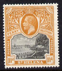 St Helena 1912-16 KG5 Pictorial 1.5d black & dull orange mounted mint SG74, stamps on , stamps on  stamps on , stamps on  stamps on  kg5 , stamps on  stamps on 