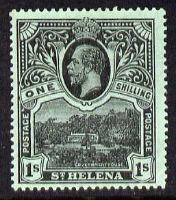 St Helena 1912-16 KG5 Pictorial 1s black on green mounted mint SG79, stamps on , stamps on  stamps on , stamps on  stamps on  kg5 , stamps on  stamps on 