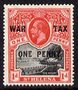 St Helena 1916 KG5 War Tax One Penny + 1d black & scarlet mounted mint SG87, stamps on , stamps on  kg5 , stamps on 
