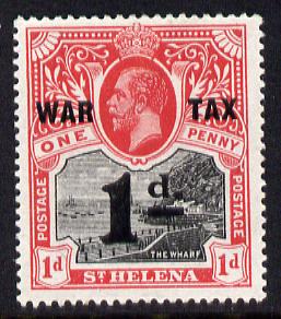 St Helena 1919 KG5 War Tax 1d + 1d black & carmine mounted mint SG88, stamps on , stamps on  stamps on , stamps on  stamps on  kg5 , stamps on  stamps on 