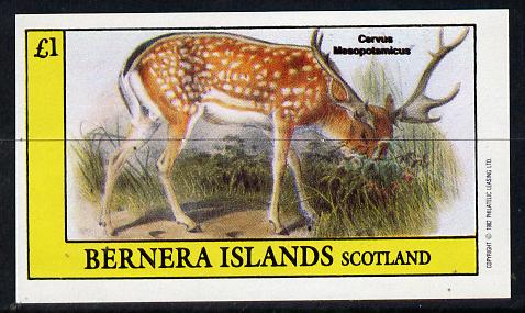 Bernera 1982 Deer imperf souvenir sheet (£1 value) unmounted mint, stamps on animals   deer