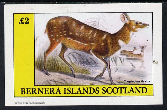 Bernera 1982 Deer imperf deluxe sheet (£2 value) unmounted mint, stamps on animals   deer
