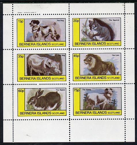 Bernera 1982 Animals (Dog, Lion, Sheep, etc) perf set of 6 values (15p to 75p) unmounted mint, stamps on animals    dogs    cats