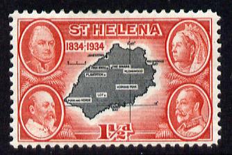 St Helena 1934 KG5 Centenary 1.5d mounted mint SG 116, stamps on , stamps on  stamps on , stamps on  stamps on  kg5 , stamps on  stamps on ships