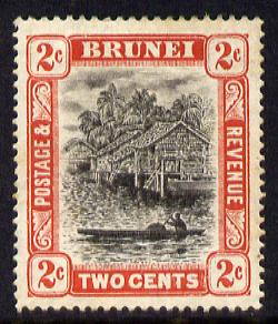 Brunei 1907-10 River Scene MCA 2c grey-black & scarlet mounted mint SG 24