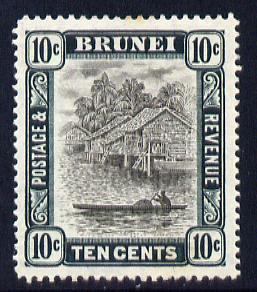 Brunei 1907-10 River Scene MCA 10c grey-black & deep green mounted mint SG 29, stamps on , stamps on  stamps on rivers