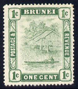 Brunei 1908-22 River Scene MCA 1c green mounted mint SG 34/35