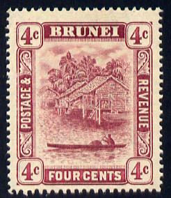 Brunei 1908-22 River Scene MCA 4c claret mounted mint SG 39, stamps on rivers