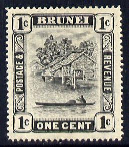 Brunei 1924-37 River Scene Script CA 1c black mounted mint SG 60, stamps on , stamps on  stamps on rivers