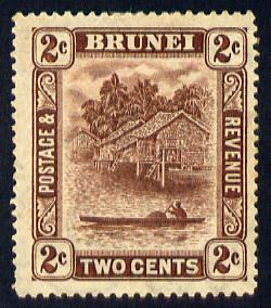 Brunei 1924-37 River Scene Script CA 2c brown mounted mint SG 61, stamps on rivers