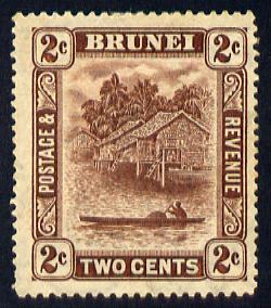 Brunei 1924-37 River Scene Script CA 2c brown mounted mint SG 61, stamps on , stamps on  stamps on rivers