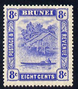 Brunei 1924-37 River Scene Script CA 8c ultramarine mounted mint SG 71, stamps on , stamps on  stamps on rivers