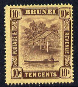 Brunei 1924-37 River Scene Script CA 10c purple on yellow mounted mint SG 73, stamps on , stamps on  stamps on rivers