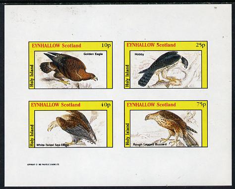 Eynhallow 1982 Birds of Prey #02 (Golden Eagle, Hobby, etc) imperf  set of 4 values (10p to 75p) unmounted mint, stamps on birds, stamps on birds of prey