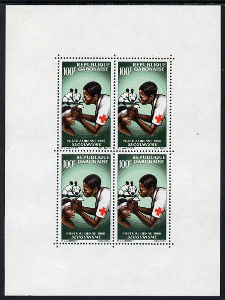 Gabon 1966 Red Cross perf m/sheet (4 x 100f) unmounted mint, SG MS252, stamps on , stamps on  stamps on medical, stamps on  stamps on red cross