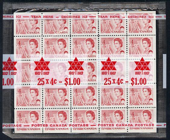 Canada 1967-73 def 4c red (Ship in Lock) block of 20 in sealed pack unmounted mint SG 582b, stamps on ships