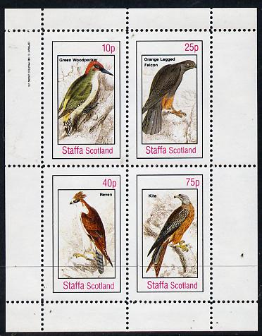 Staffa 1982 Birds #24 (Green Woodpecker, Falcon etc) perf  set of 4 values (10p to 75p) unmounted mint, stamps on , stamps on  stamps on birds, stamps on  stamps on falcons, stamps on  stamps on birds of prey, stamps on  stamps on woodpecker