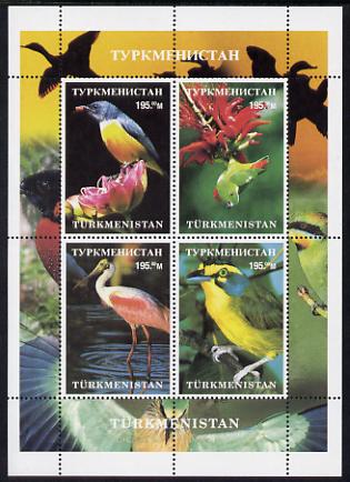 Turkmenistan 2000 Birds perf sheetlet containing 4 values unmounted mint. Note this item is privately produced and is offered purely on its thematic appeal, stamps on birds