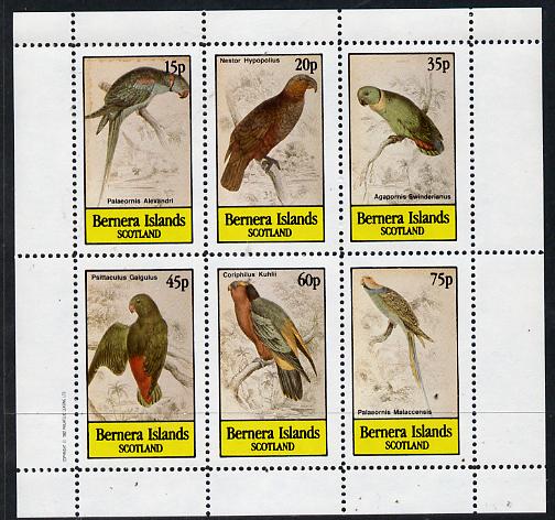 Bernera 1982 Parrots perf set of 6 values (15p to 75p) unmounted mint, stamps on , stamps on  stamps on birds   parrots