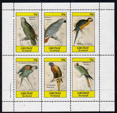 Grunay 1982 Parrots perf set of 6 values (15p to 75p) unmounted mint, stamps on , stamps on  stamps on birds    parrots