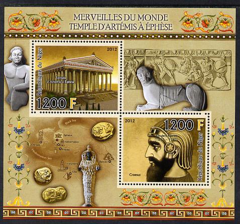 Niger Republic  2012 Wonders of the World - Temple of Artemis perf sheetlet containing 2 values unmounted mint 