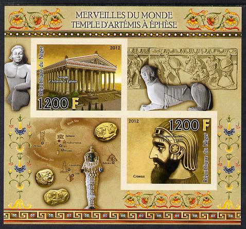 Niger Republic  2012 Wonders of the World - Temple of Artemis imperf sheetlet containing 2 values unmounted mint , stamps on , stamps on  stamps on history, stamps on  stamps on heritage, stamps on  stamps on ancient greece, stamps on  stamps on mythology