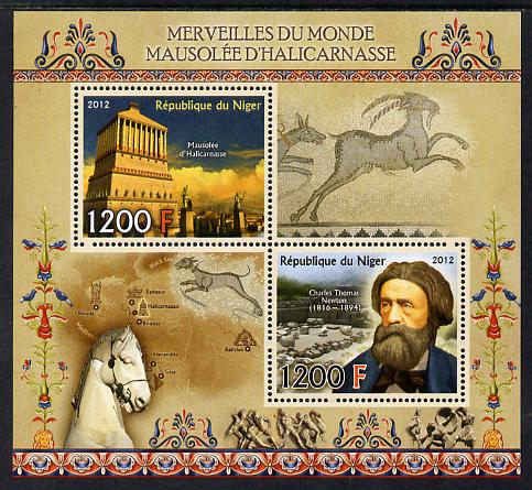 Niger Republic  2012 Wonders of the World - Mausoleum at Halicarnassus perf sheetlet containing 2 values unmounted mint , stamps on history, stamps on heritage, stamps on ancient greece