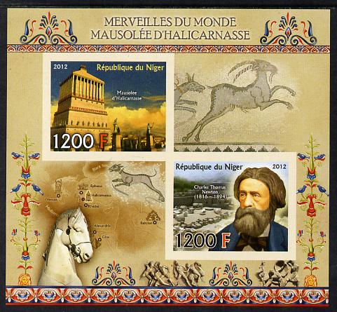 Niger Republic  2012 Wonders of the World - Mausoleum at Halicarnassus imperf sheetlet containing 2 values unmounted mint , stamps on history, stamps on heritage, stamps on ancient greece
