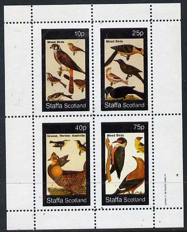 Staffa 1982 Birds #25 (Bird of Prey, Woodpecker, etc) perf  set of 4 values (10p to 75p) unmounted mint, stamps on , stamps on  stamps on birds, stamps on  stamps on birds of prey, stamps on  stamps on woodpecker