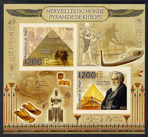 Niger Republic  2012 Wonders of the World - Pyramids at Giza imperf sheetlet containing 2 values unmounted mint , stamps on history, stamps on heritage, stamps on pyramids, stamps on civil engineering, stamps on egyptology