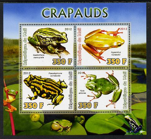 Mali 2012 Fauna - Toads perf sheetlet containing 4 values unmounted mint, stamps on frogs, stamps on  toads, stamps on amphibians, stamps on 